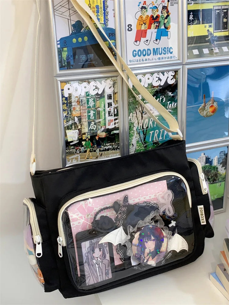 Trendy Transparent Simple Crossbody Bag for Girls Large Capacity School Shoulder Bag Comfortable and Versatile Texture Ita Bag