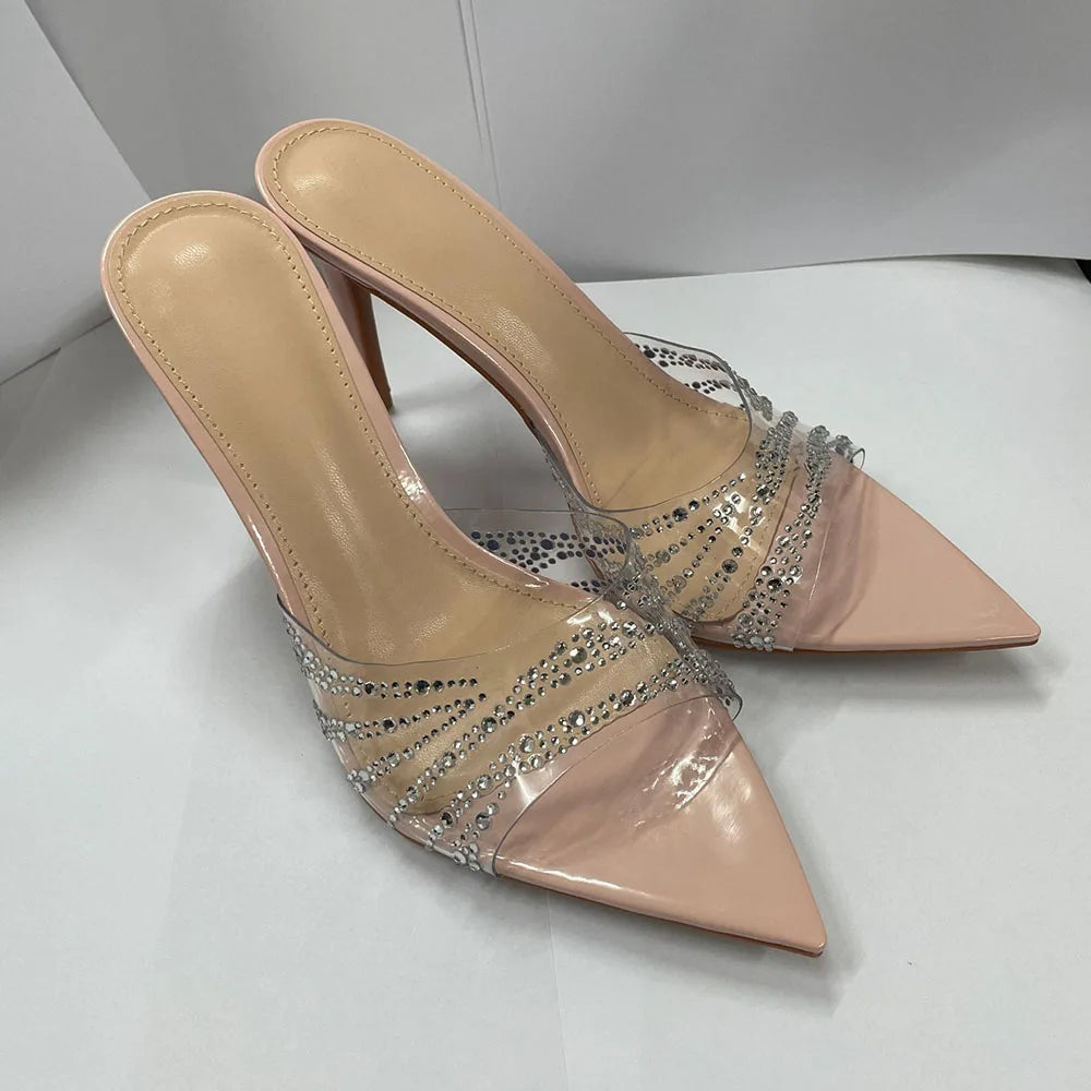 2026 Peep Toe Sexy Summer Women's Mules Pump Sandals Elegant Chic Super Thin High Heels Office Lady Party Shoes Slipper Sandals