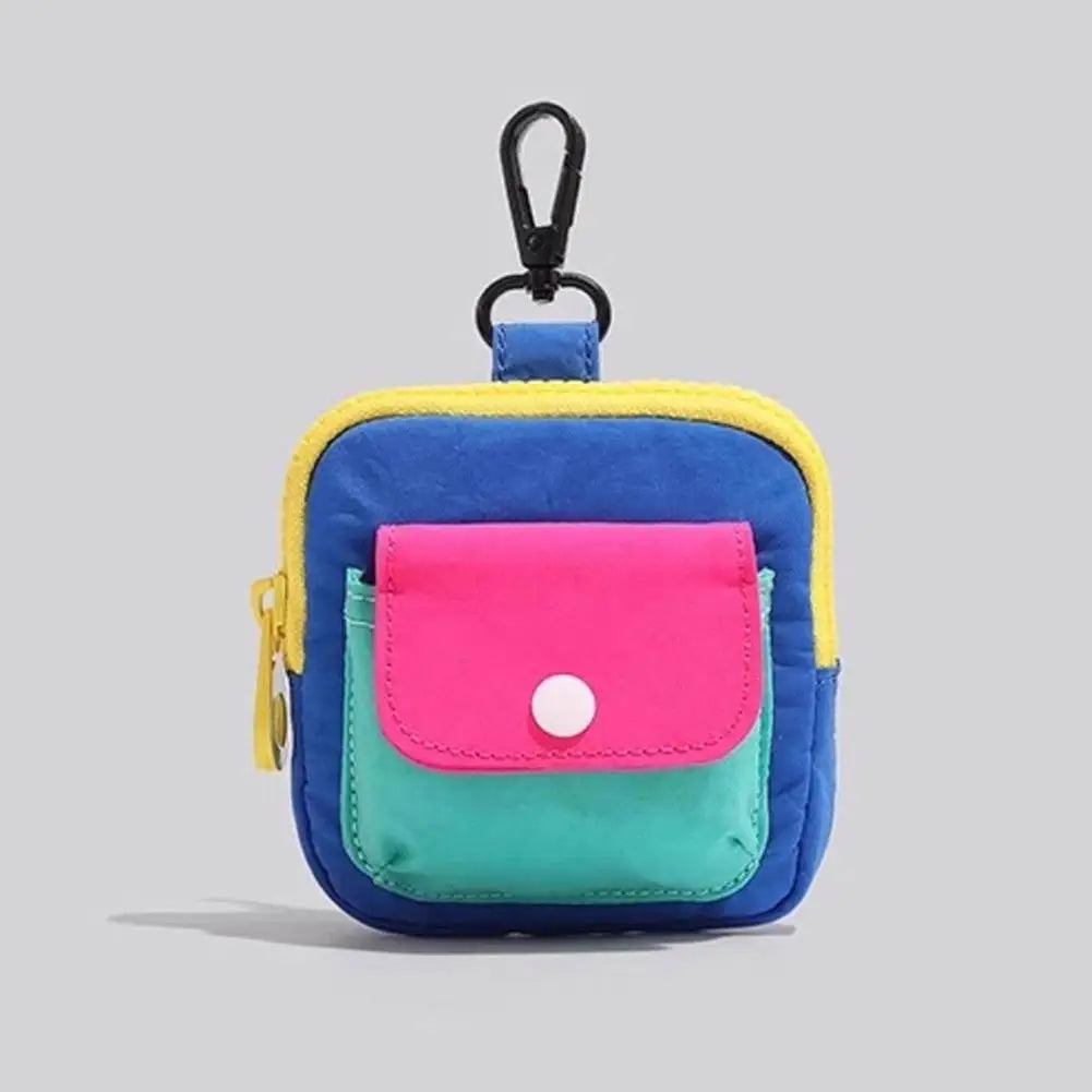 Dopamine Color Mini Wallet Keychain Coin Purse Mini Zipper Earphone Bag Cute Backpack Accessory Pendant Gift for Women