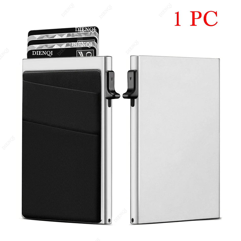 DIENQI Anti-theft Card Protectors Card Holder Minimalist Smart Wallet RFID Protection Aluminum Metal Cardholder Case Porte Carte