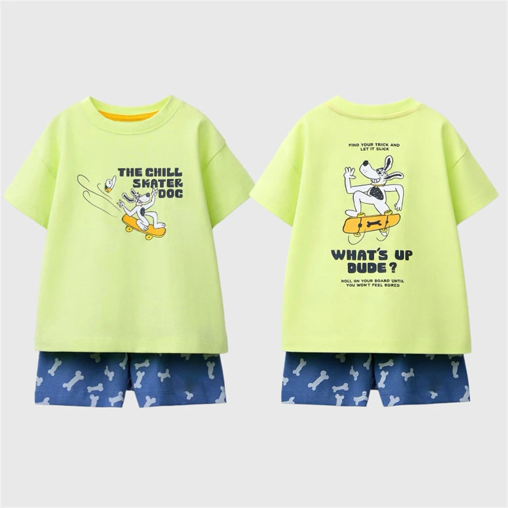 Casual Costume For Boys Child Short-sleeved Outfits Fashion Casual Clothes Summer Kids Tshirt+Shorts Two Piece Set Outer Wear