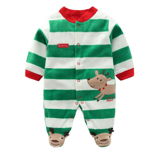 Unisex Babies Romper,Fleece Long Sleeve Jumpsuits,Cartoon Animals Stripes Toddlers Bodysuit,Baby Girls Boys Homewear for 0-12M