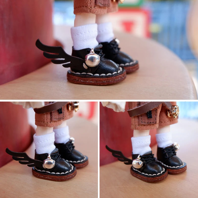 OB11 Doll Shoes Fashion Cowhide Boots Shoes for GSC, YMY, Obitsu 11, 1/12bjd Doll Accessories