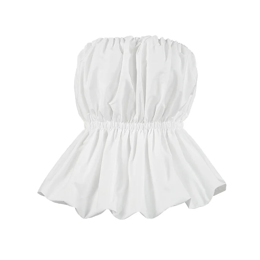 SuperAen European and American Style Fashion Design Sexy Top Unique Design Summer 2026 New White Folds Slimming Tops