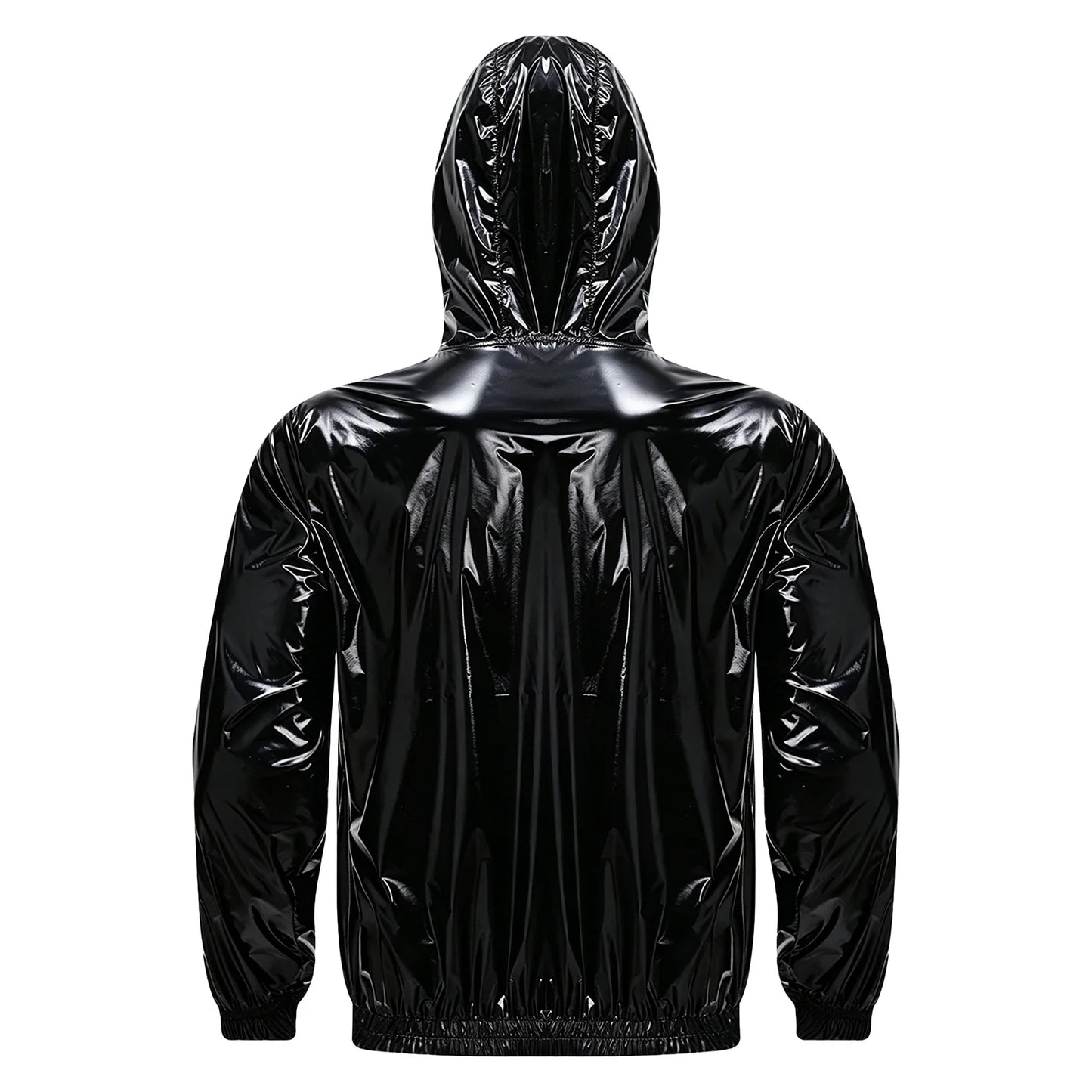 Men Waterproof Hooded Jacket Long Sleeve Front Zip-up Drawstring Hood Outerwear Windbreaker Raincoat for Hiking Fishing Biking