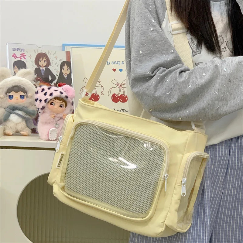 Trendy Transparent Simple Crossbody Bag for Girls Large Capacity School Shoulder Bag Comfortable and Versatile Texture Ita Bag