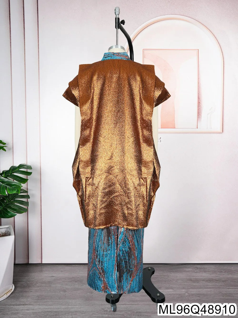 2025 New African Women's Fashion Robe and Skirt Set, Printed Plus-size Two-piece Dress ML96Q48907