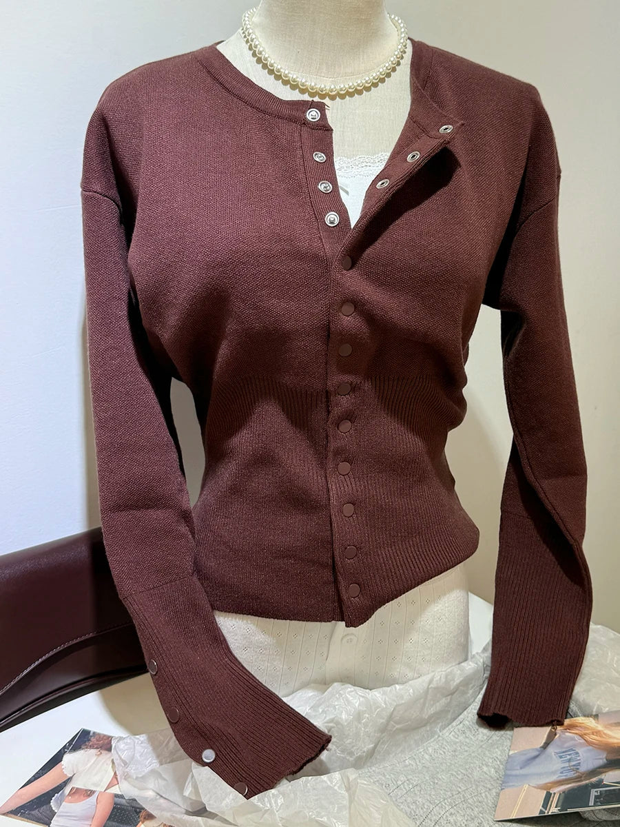 Pink Twist Cotton Long Sleeve Knitted Cardigan Women Simple Button Casual Preppy Style Jumper Sweet Cute Simple Sweater Top New