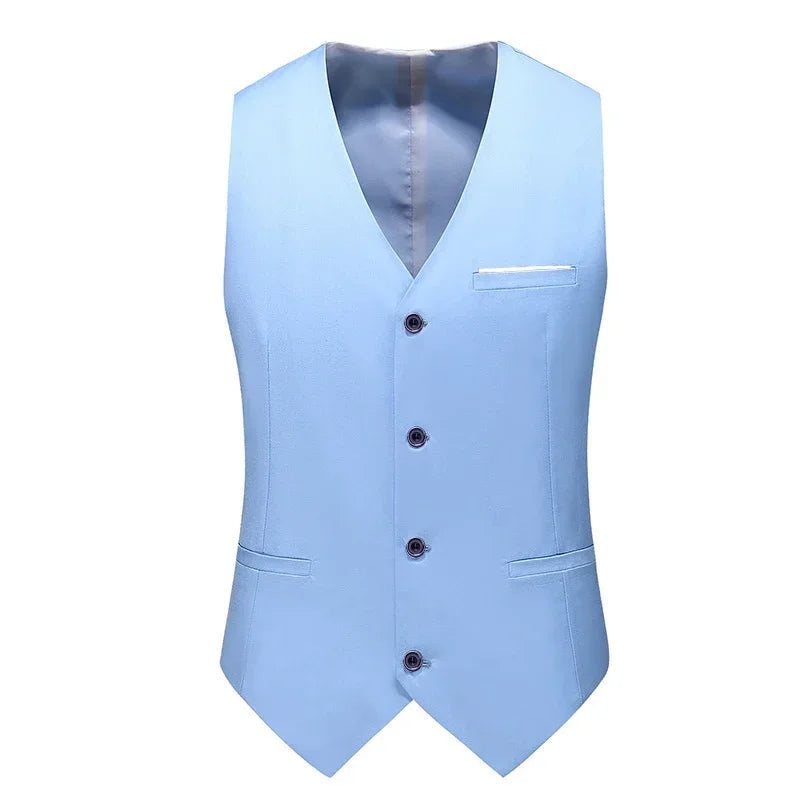 M-6XL Luxurious Fashion High-end Solid Color Men's Official Business Casual Suit Vest Groom Wedding Dress Party Male Waist Coat
