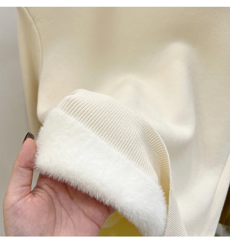 Women's O-neck Velvet Thicken Sweaters Winter Slim Warm Long Sleeve Knitted Tops Casual Plush Fleece Lined Soft Pullovers Ladies