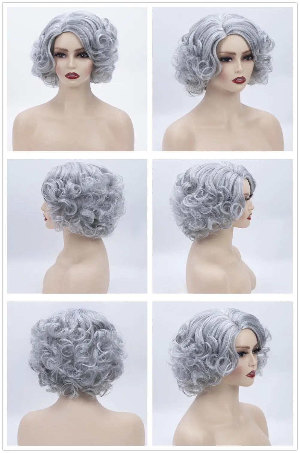 GNIMEGIL Synthetic Cosplay Wig Short Curly Hair Platinum Blonde Wigs for White Women Fluffy Curls Flip 60s Gatsby Hairstyle Wigs