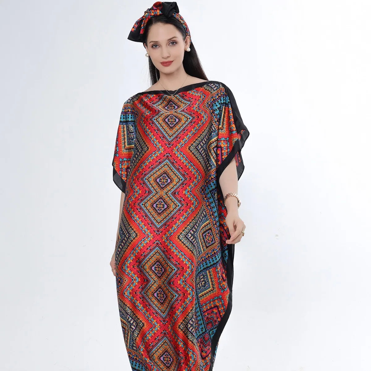Summer New Fashion African Dresses For Women Elegant Printed Silk Muslim Lady Long Hijab Kaftan Dress Oversize Kuwait Abaya