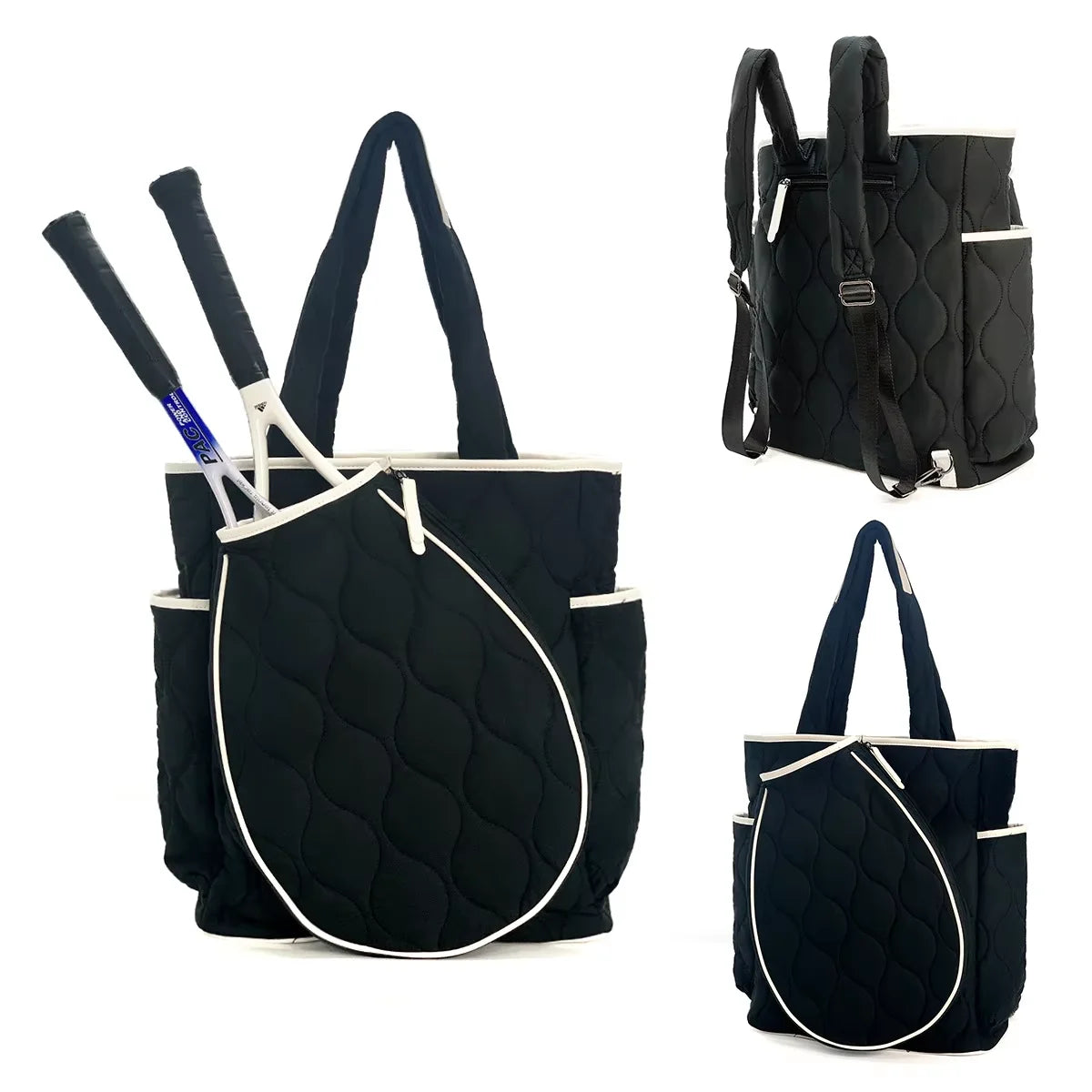 High quality women Large Capacity Zipper Tennis Racket Sling Sport Quilted Puffer Pickleball Bag Large Capacity Duffel Bag