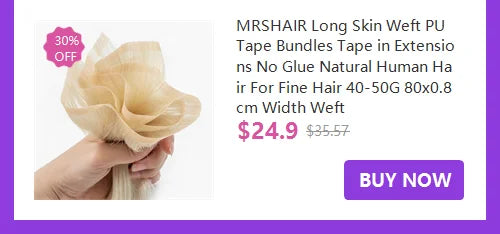 Long Flat Weft Invisible Tape Bundles Human Hair PU Skin Weft Hair Extension Injected Seamless & Glueless Tape On Hair Weft