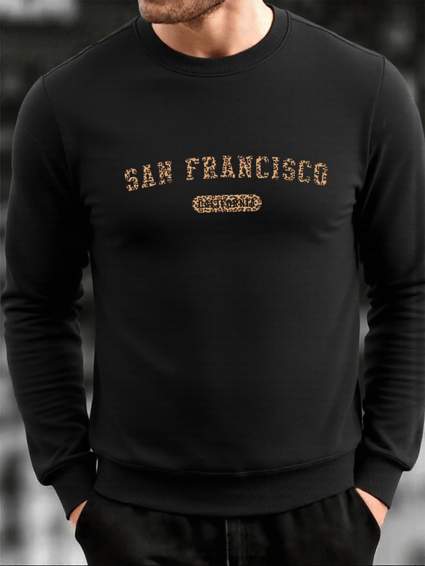 San Francisco California Print Men Hoodless Shirt Soft Loose O-Neck Sweatshirt Fashion Fleece Pullover Autumn Male Tracksuit