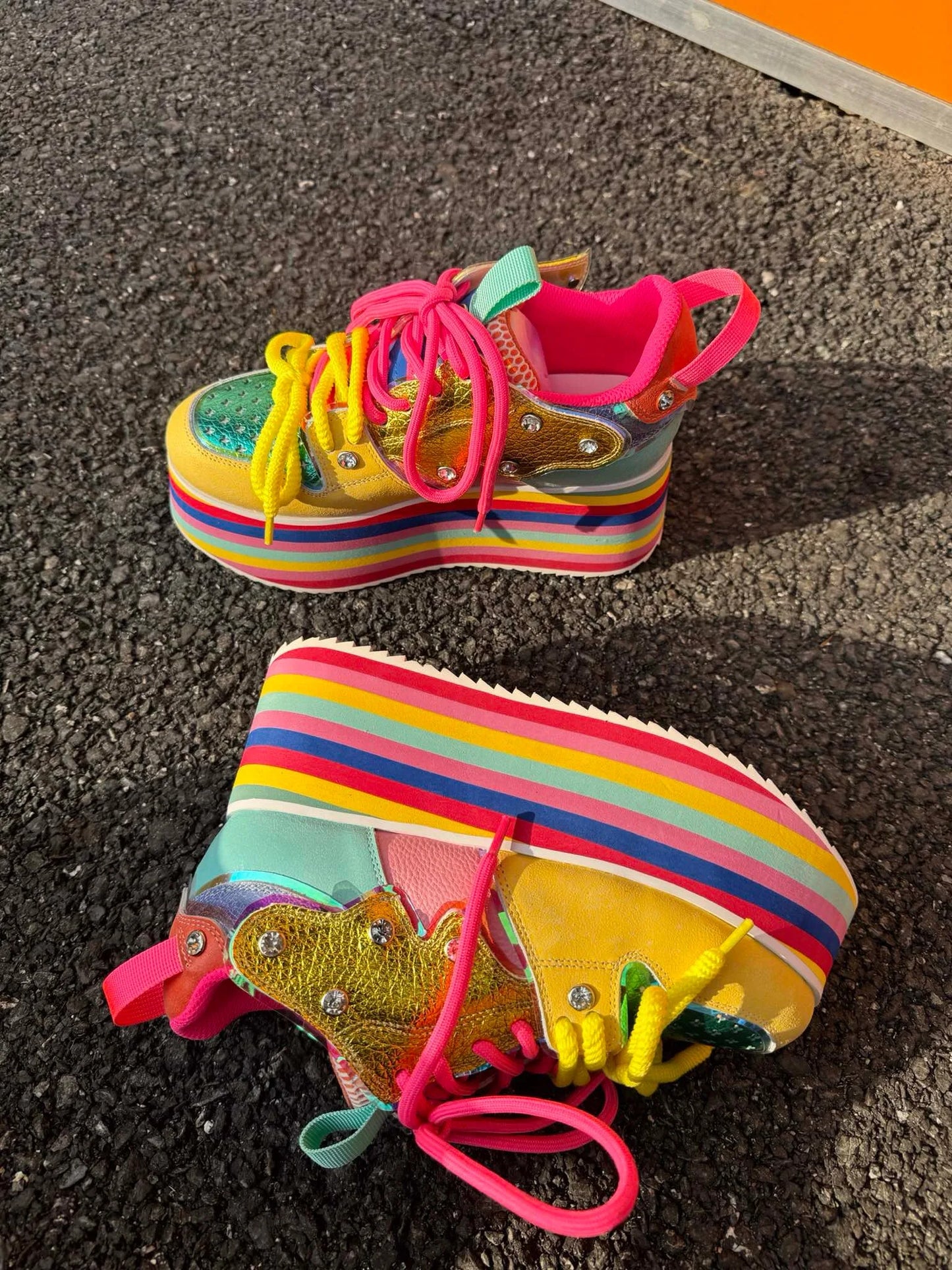 Spring Autumn Women Colourful Sneakers High Platform Shoes Heels Chunky Casual Dad Shoe Genuine Leather Thick Bottom Fashion New