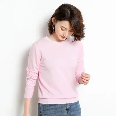 Autumn Winter Women's Sweater O-neck Cashmere Solid Pullovers Slim Bottoming Shirt Long Sleeve Casual Basic Pull Femme Sweater