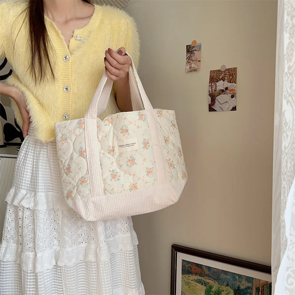 Sweet Floral Women's Bento Handbags Retro Patchwork Ladies Tote Shoulder Bags Retro Flower Female Storage Shopper Bag Purse