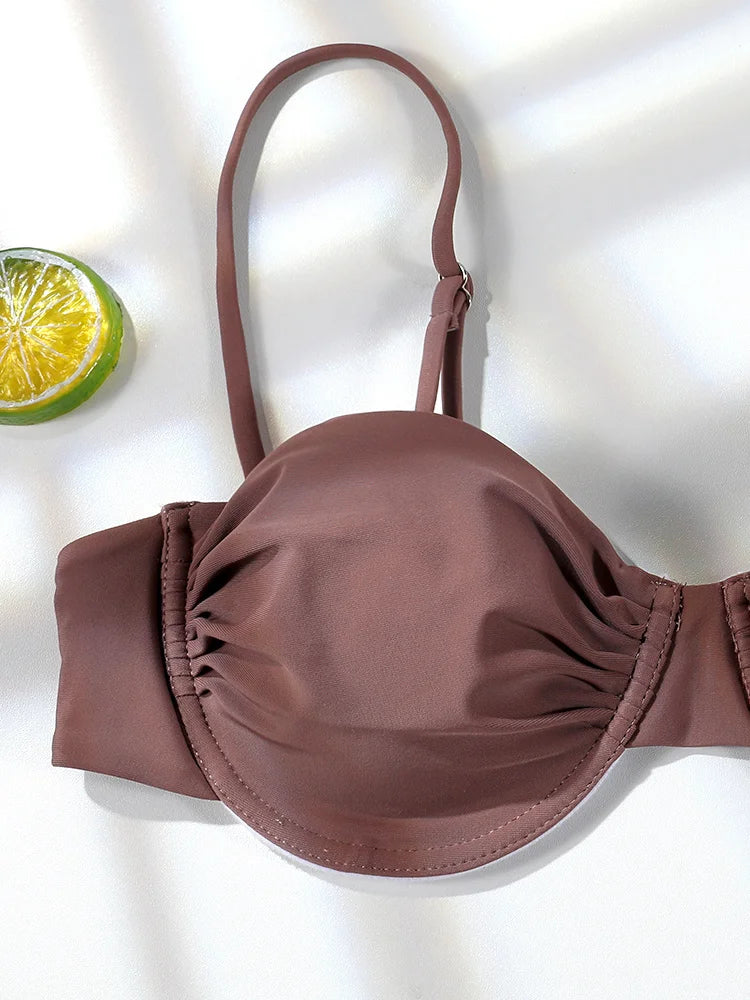 Push Up 2-Piece Bikini Swimsuit Ruffles Bikinis Set Black Swimwear 2025 Women Bathing Suit Sexy Biquini Mujer Beachwear Summer