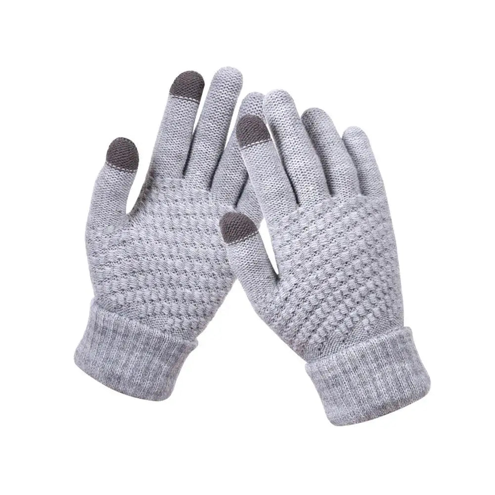 Women Men Warm Winter Touch Screen Gloves Stretch Classical Knit Mittens Wool Full Finger Outdoor Cycling Driving Glove BAZAARHUBO