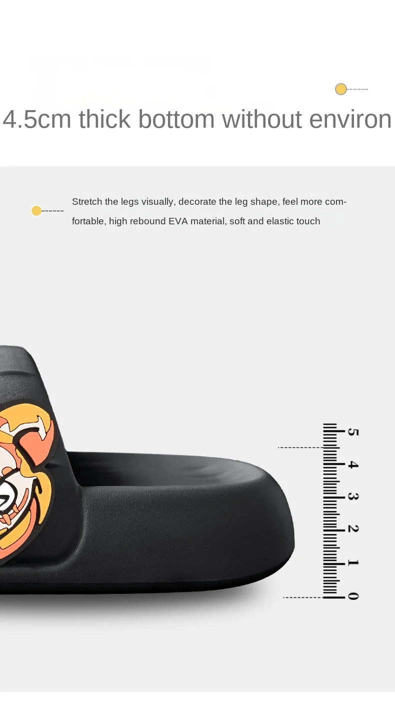 Men's Slippers Cool Bear Stickers Thick-soled Soft Women's Sandals Bathroom Beach Indoor Outdoor Men's Slippers Non-slip2024