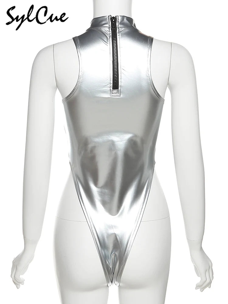 Women's Slim Fit Jumpsuit Bodysuit Polyester Elastane Reflective Transparent