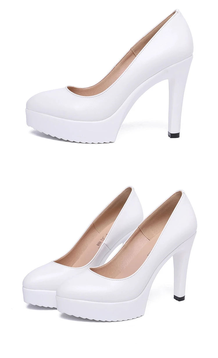 Small Size 32-43 Stilettos Pumps Women Wedding Shoes Red White 2025 Spring Shallow High Heels Shoes Ladies Platform Shoe Office