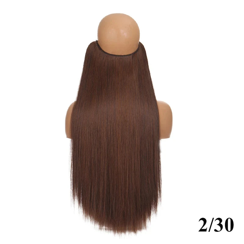 Fish line hair extension piece length (40cm 50cm 60cm) straight hair curly hair daily wear suitable for all women