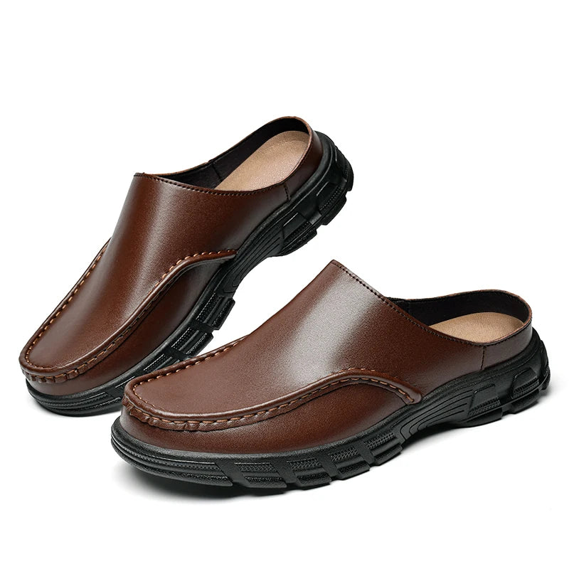 Half Shoes For Men Leather Latest Design 2025 Luxury Designer Italian Summer Casual Shoes Slip-ons