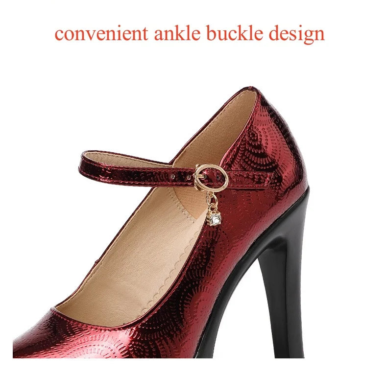 9cm 11cm 13cm Small Size 32-43 Sexy Bright Leather Shoes Women's Platform Pumps 2026 Fall Block High Heels Shoes Model Party