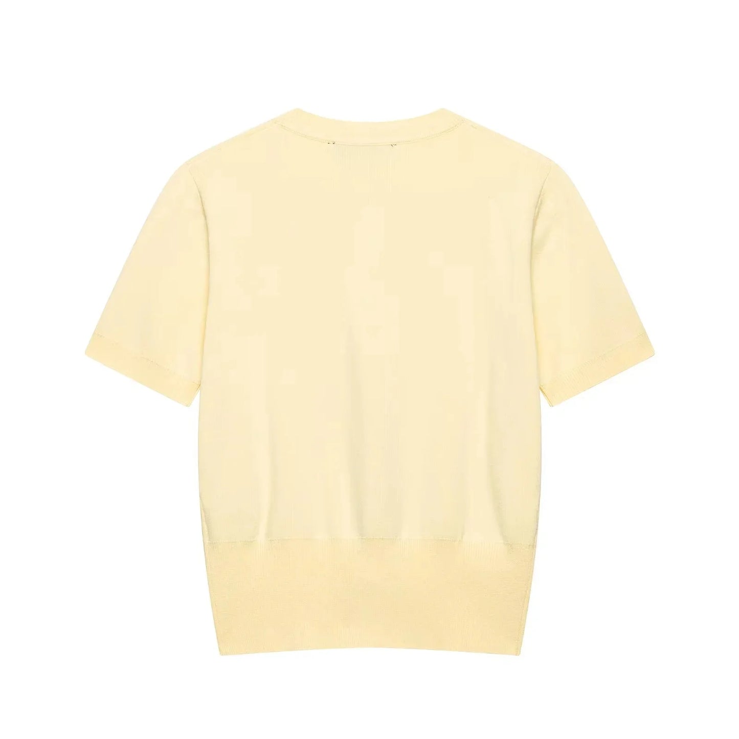 KONDALA Casual Butter Yellow Knit Cardigan Short Sleeve O Neck Flower Buttons Top Fashion 2026 Summer Holiday Women Knit Outwear