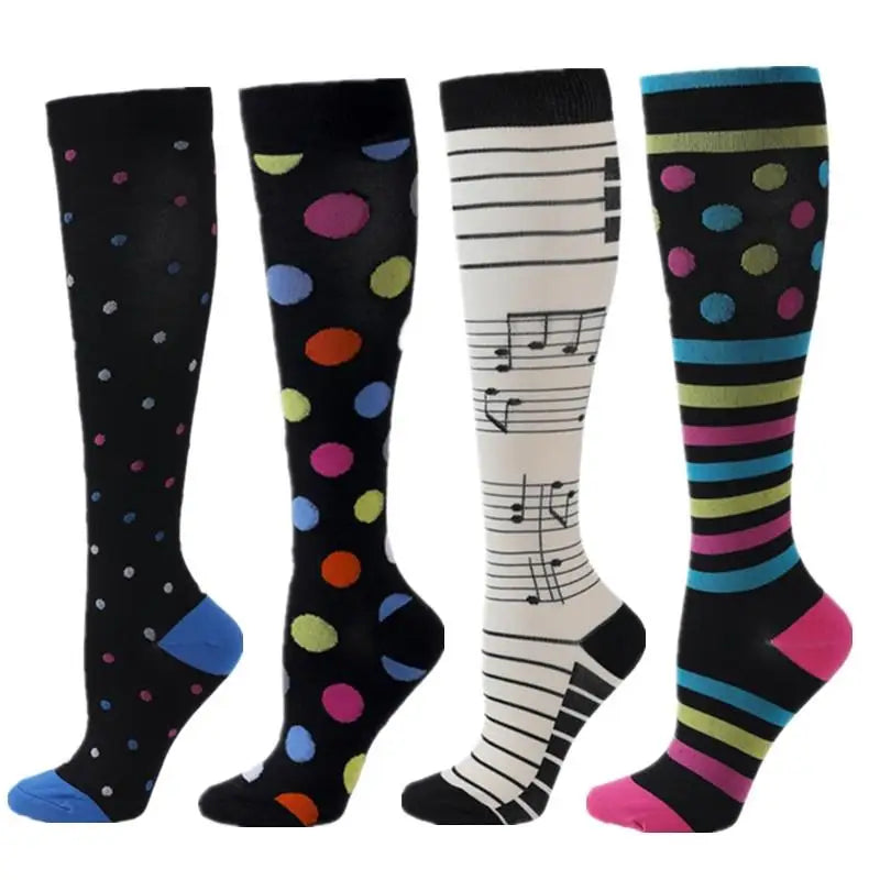 4 Pairs Compression Socks 20-30mmhg High Stockings Men Women Sports Socks For Marathon Cycling Varicose Veins Pregnancy Nursing