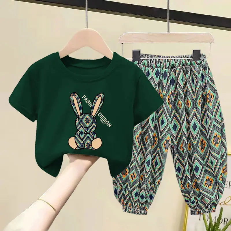 Children Clothing Sets Boys Girls 2023 Summer Mother Kids Clothes Cotton T-shirt Short Sleeves Trousers 2pcs Suit Baby Clothes