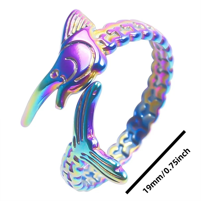 Fashion 5pcs/lot Marine Jewelry Sea Animals Conch Starfish Shell Rings Stainless Steel Rings Jellyfish Scallop Oceans Women Gift