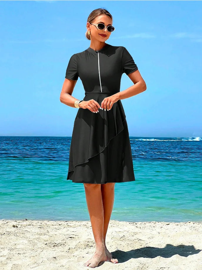 New Cover Ups Sexy Swimsuit Women Summer Bathing Suit Bikini Set Short Sleeve Swimwear Women Beach Swimming Suit For Female