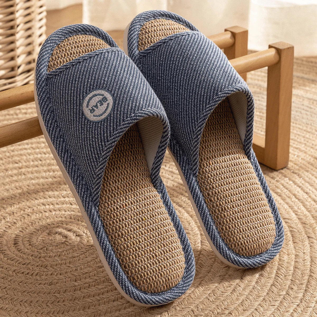 Couples Home Linen Slippers Women Indoor Soft Comfortable Bedroom Slides Men Leisure Non Slip House Shoes Platform Cotton Flats