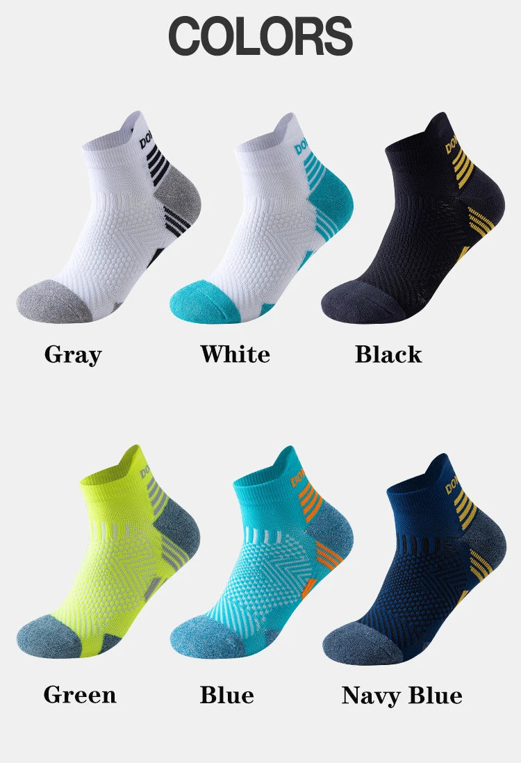 6 Pairs Marathon Running Socks Men Professional Sport Ankle Socks Thickened Towel Cushioned Tube Fitness Short Socks