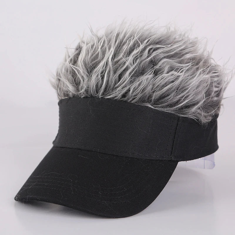 Men Short Hat Wig Synthetic Men's Hair Visor Sun Hats Spiked Hair Hip Hop Beanie Hat for Men Daily Wear Adjustable Hair Wig
