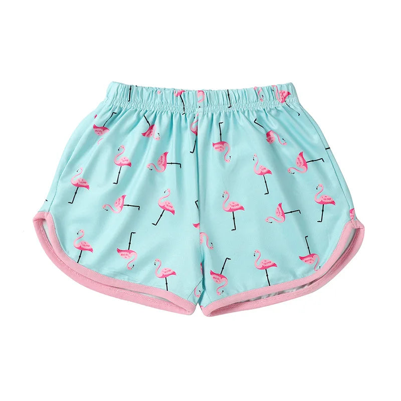 Children's Summer Casual Clothing Baby Girls Animals Printed Pink T-Shirts+Shorts Two-Piece For Kids Pajamas Set Home Wear Suits