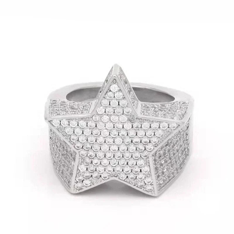 Ofertas Hip Hop Style Trendy Men Rings Copper Ring Iced Out Bling Pave Cubic Zirconia Geometry Ring Charms