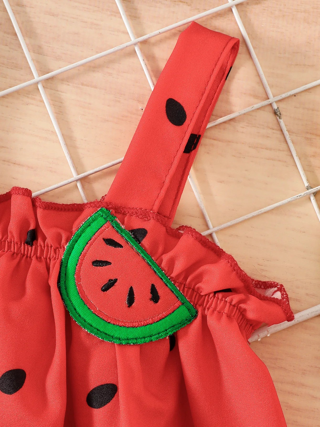 Baby Girl Watermelon Three-Piece Set: Suspender Dress, Shorts, Headband, Summer Cute Fruit-Themed Outfit