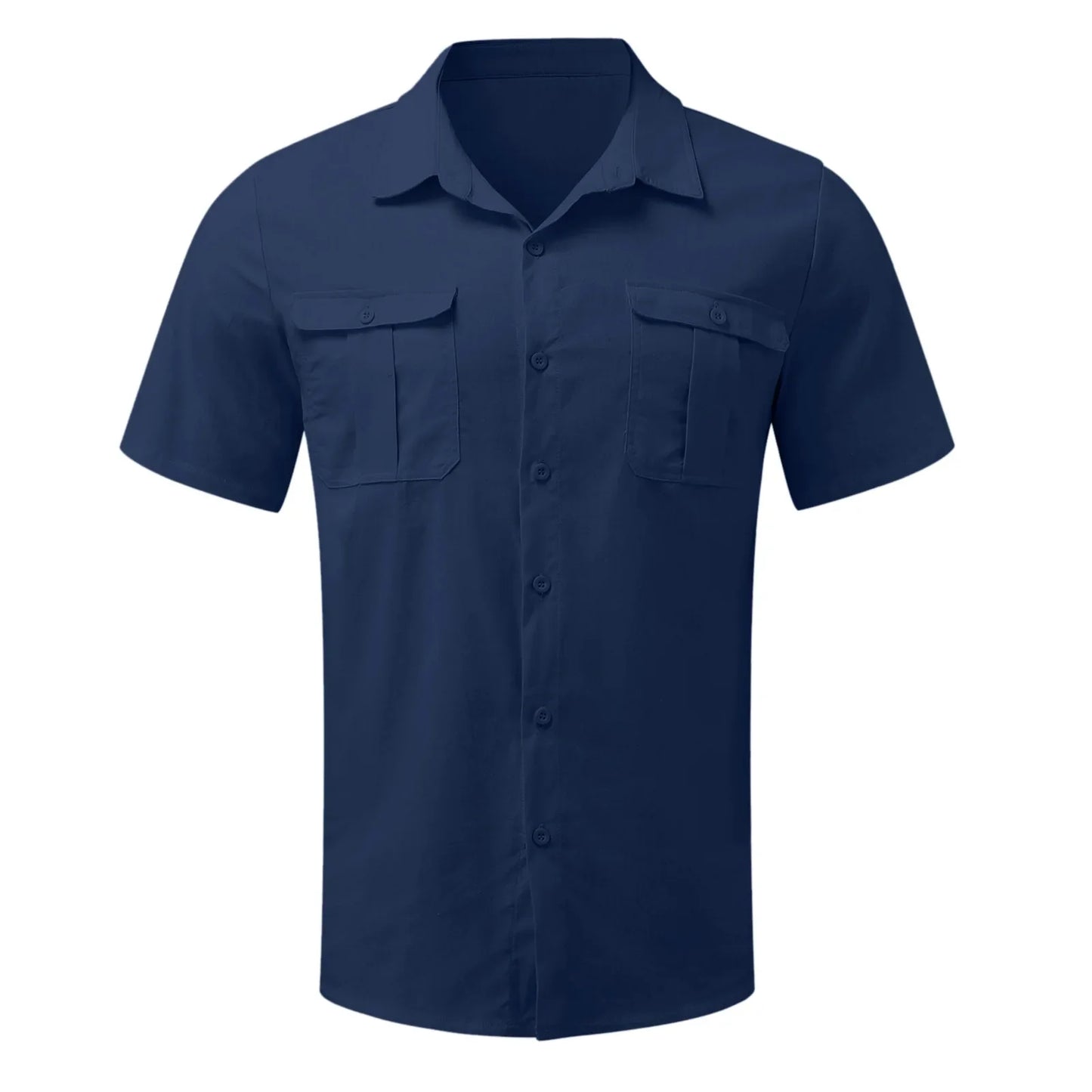 Cotton Linen Hot Sale Men Short-Sleeved Shirts Summer Solid Color Stand-Up Collar Casual Beach Style Shirts Tailor-made T-Shirts