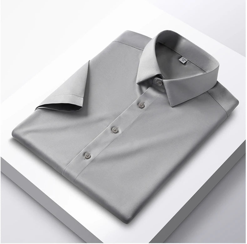 Men's 6XL Large High Quality Formal Shirts Short Sleeve Summer Clothing Non iron Business Casual ice Silk ice Feeling T-Shirts