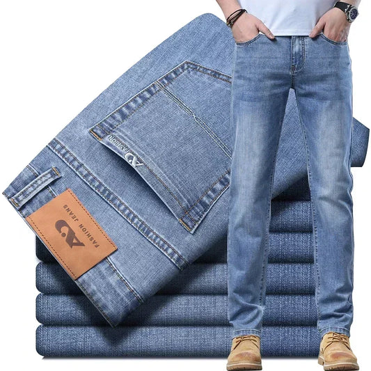 2026 Thin or Thick Material Slim Fit Men's Luxury Classic Style Men Jeans Business Stretch Denim Male Trousers Clothing