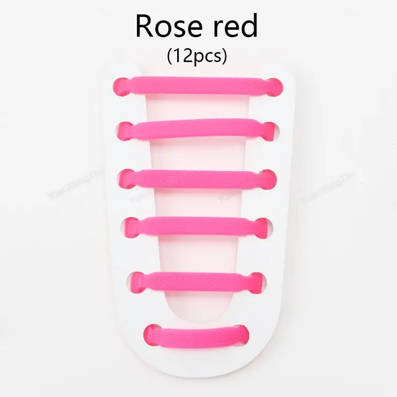 12Pcs Stretch Silicone Shoelaces No Tie Shoe laces Elastic Laces Sneakers Kids Adult Rubber Shoelace One Size Fits All Shoes