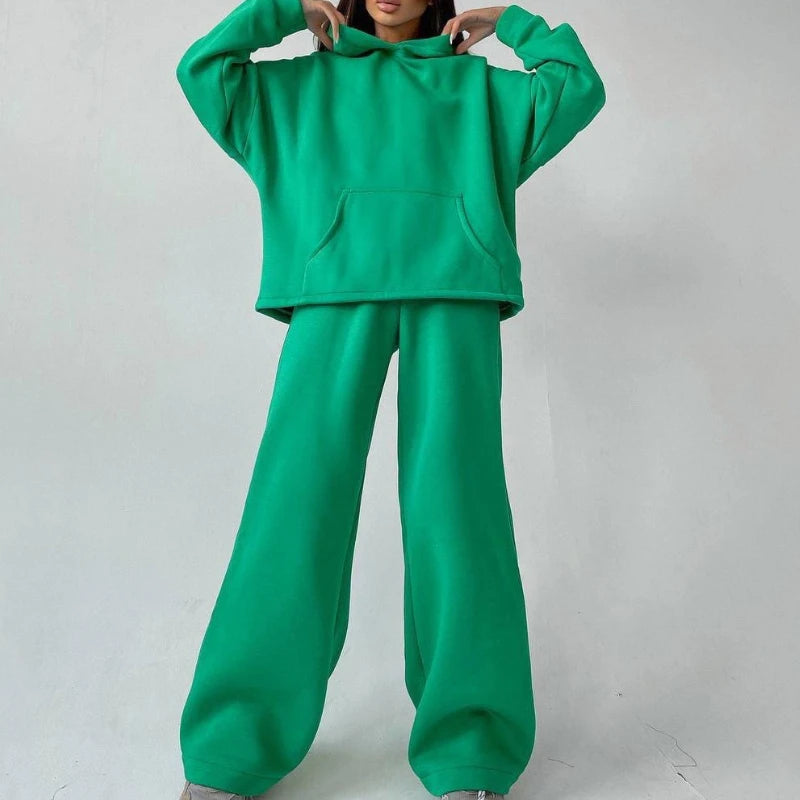 Women'S Sporty Hooded Tracksuit Two 2 Pieces Set Sweatshirts Hoodies Pullover With Pockets Pants Suit Sweatpants Trousers Outfit