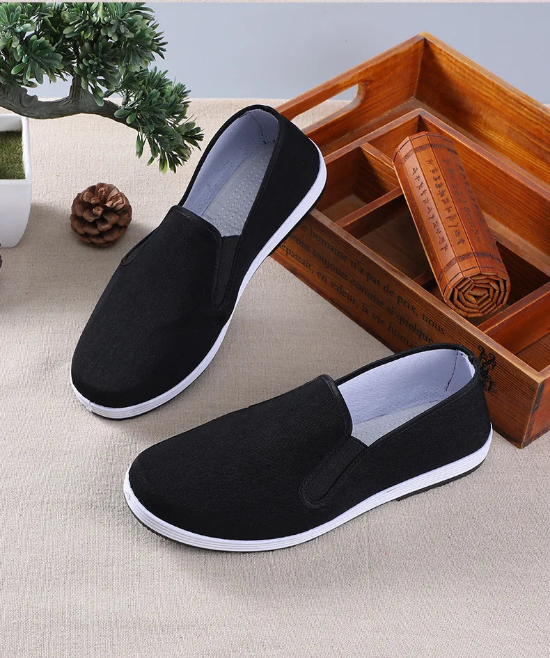 Beijing Men's Cloth Shoes New Style Work Shoes Rubber Sole Black Cloth Shoes One Step Work Shoes round Toe Breathable Wear Re...