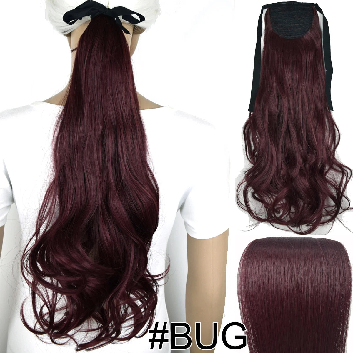 TOPREETY  Synthetic Hair Fiber Heat Resistant Wavy Ribbon Clip in Ponytail Extensions 1008