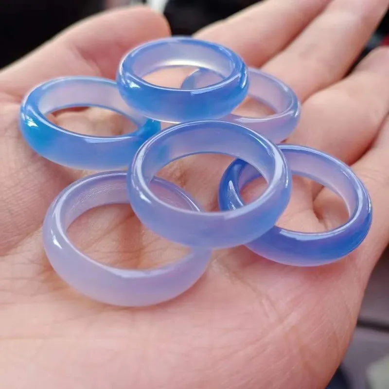 Natural chalcedony agate ring Chinese Vintage Rings for women's fashion ring fashion jewelry couple ring gift Charm Jewelry