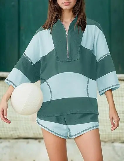 Casual 2 Piece Set Outfit For Women Summer Fashion Comfort Sports Cropped T Shirts Tops And Shorts Commuting Sports Shorts Sets